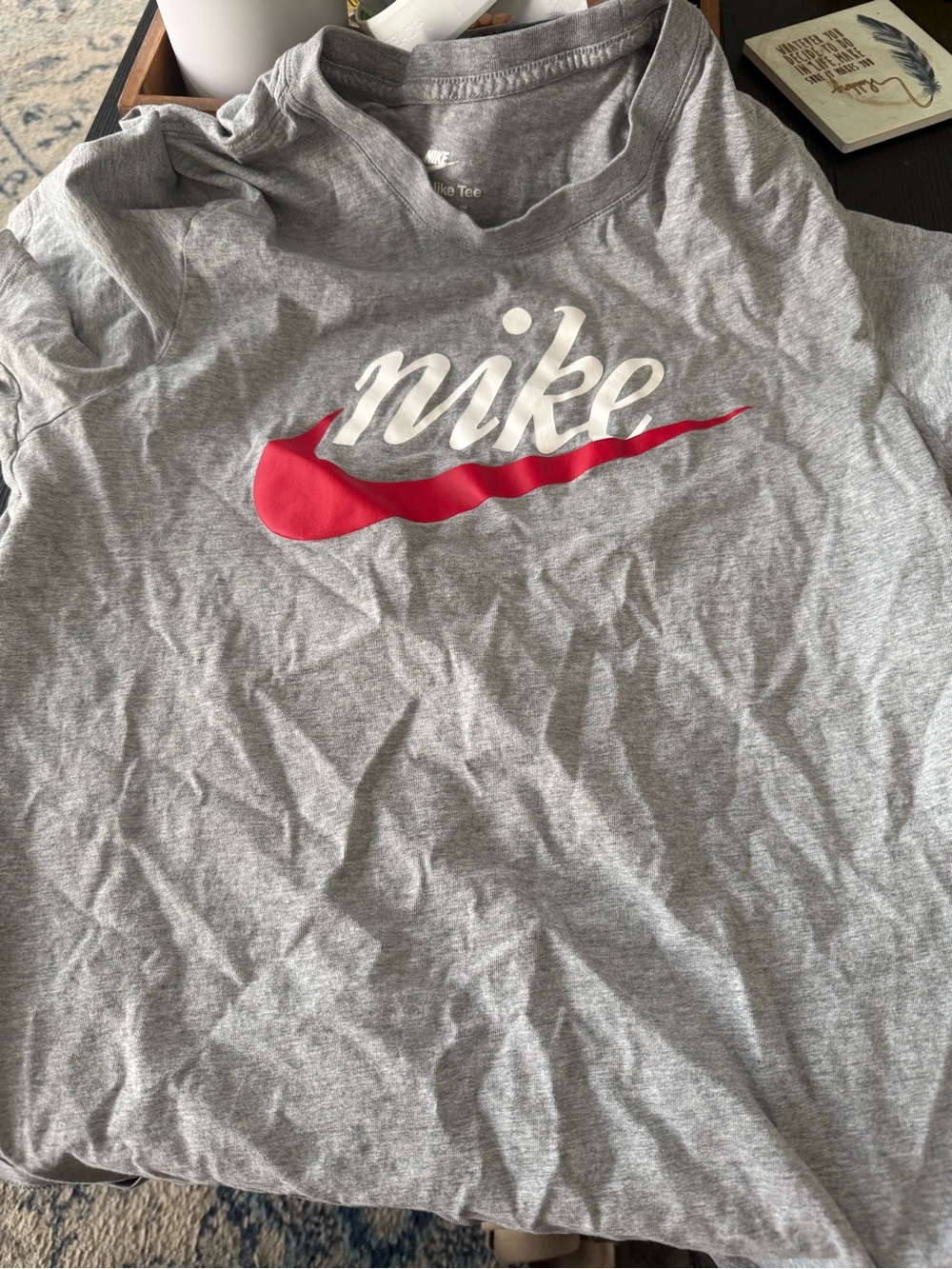 Nike Gray Tee with Red Swoop